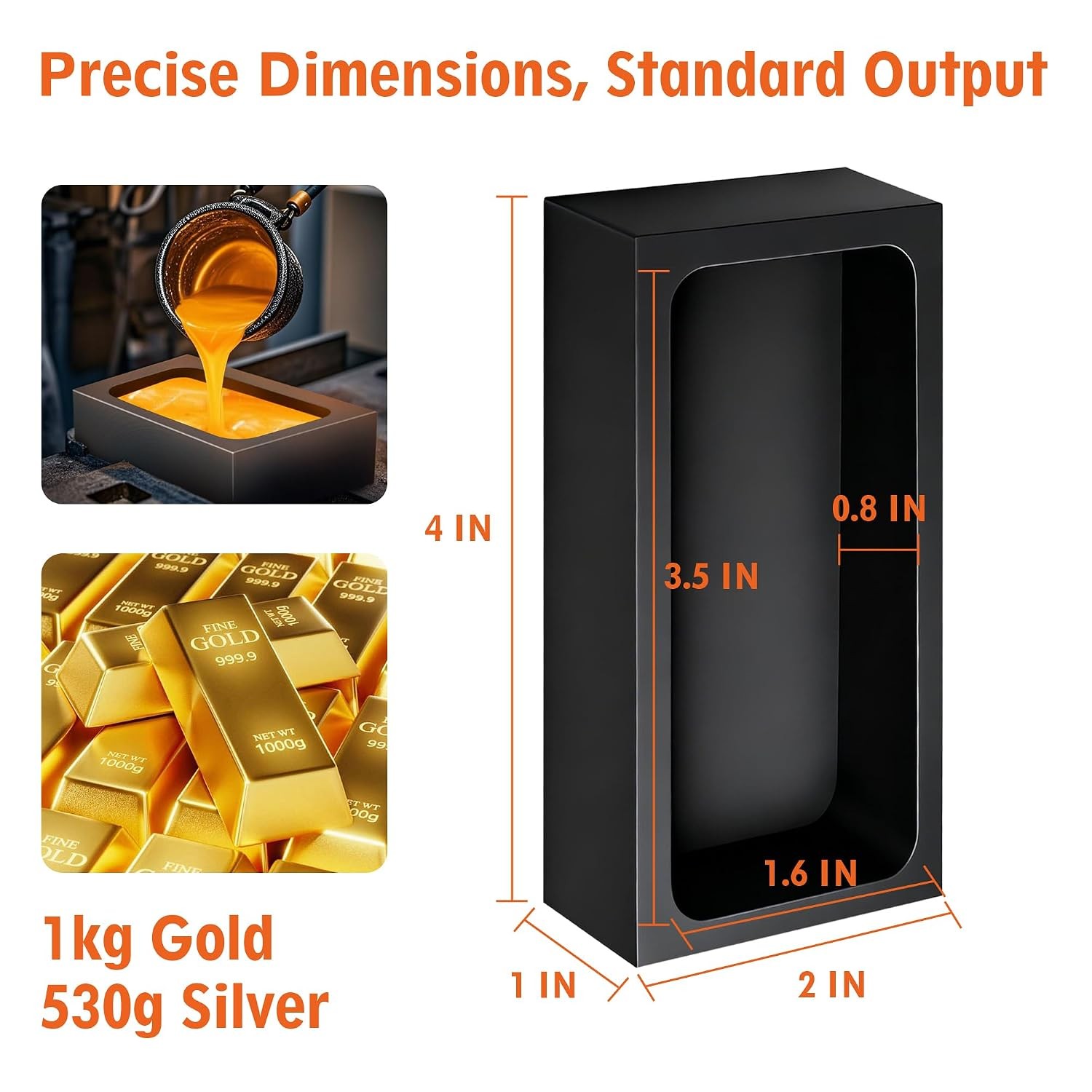 Graphite Ingot Molds 2 Pieces High Purity 1kg for Gold Silver Aluminum Casting