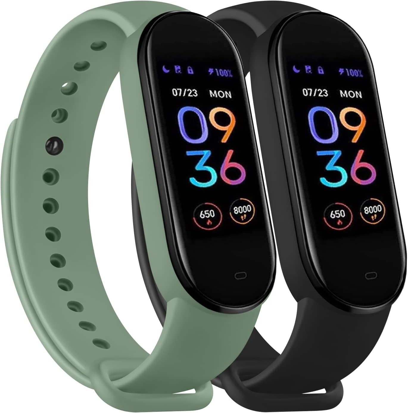Wanme Bands for Amazfit Band 5 Replacement Strap Women Men, 2 PACK Silicone Spor