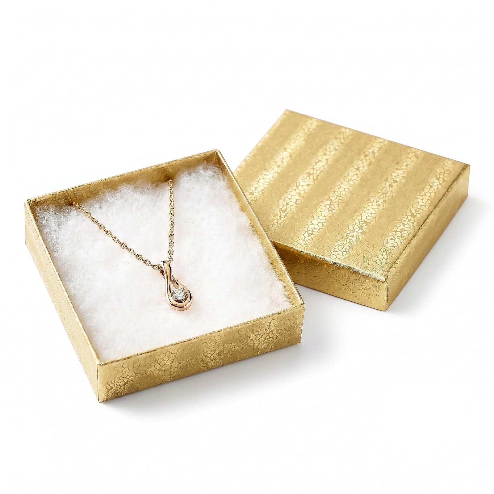 25 Pack Jewelry Boxes Gold Foil Cardboard Cotton Fill Gift Cases 3.5in Storage S