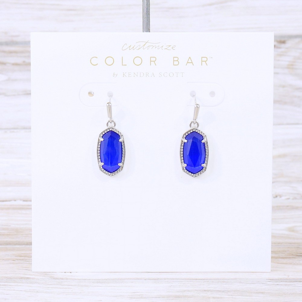 NWOT Kendra Scott Lee Cobalt Blue Drop Earrings Silver Tone September