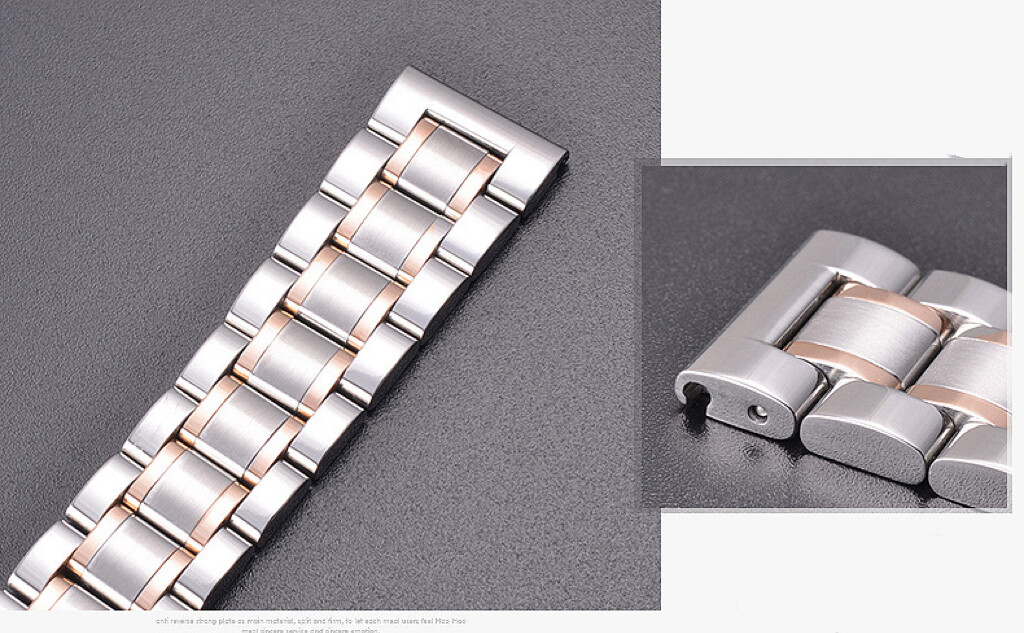 Solid Stainless Steel Watch Band Butterfly Clasp Bracelet Strap w/ Curved Ends