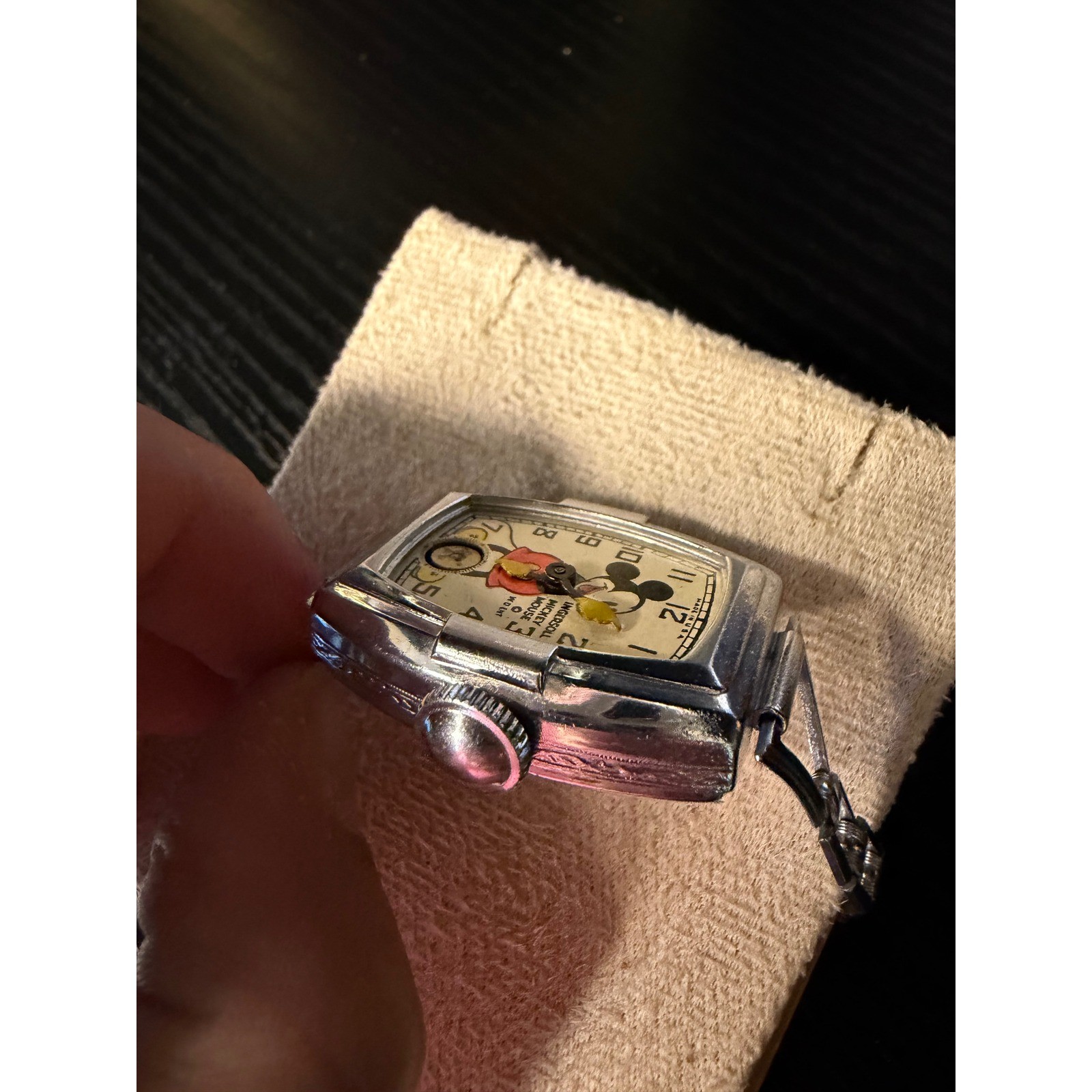Vintage 1930s Ingersoll Mickey Mouse Watch Tonneau Case Mechanical USA Made