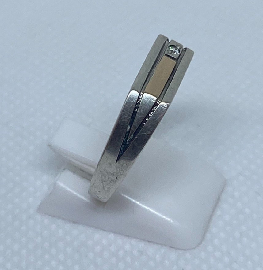 Vintage men’s ring Silver 875.Gold 375. S 11.25.Weight 2.91g. Ukrainian jewelry.