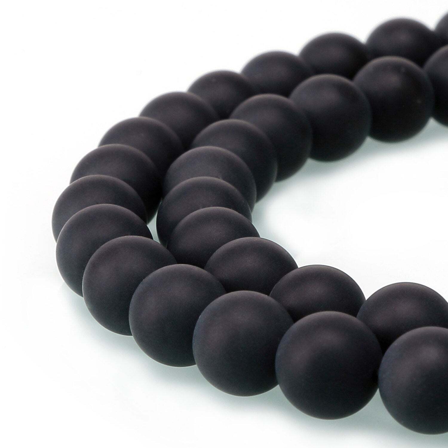 Black Onyx Matte Round Beads 4mm 6mm 8mm 10mm 12mm Approx 15.5″ Strand