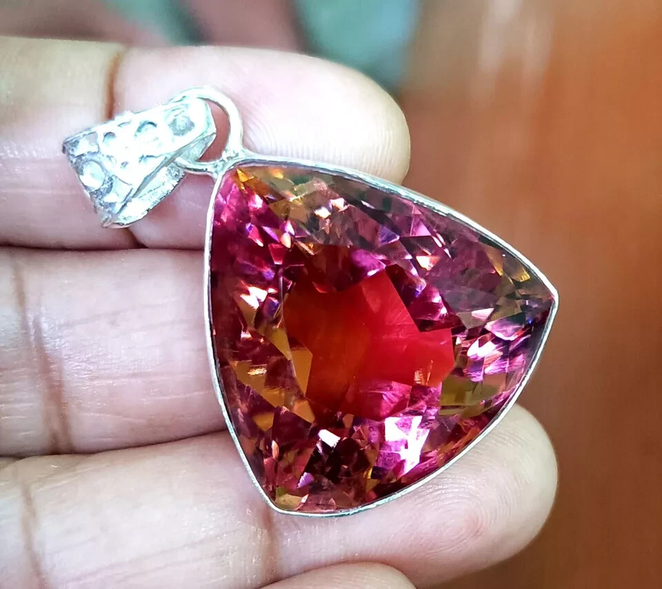 Certified 69 Ct+ Natural Zultanite 7 Color Pendant 925 Silver Loose Gemstone