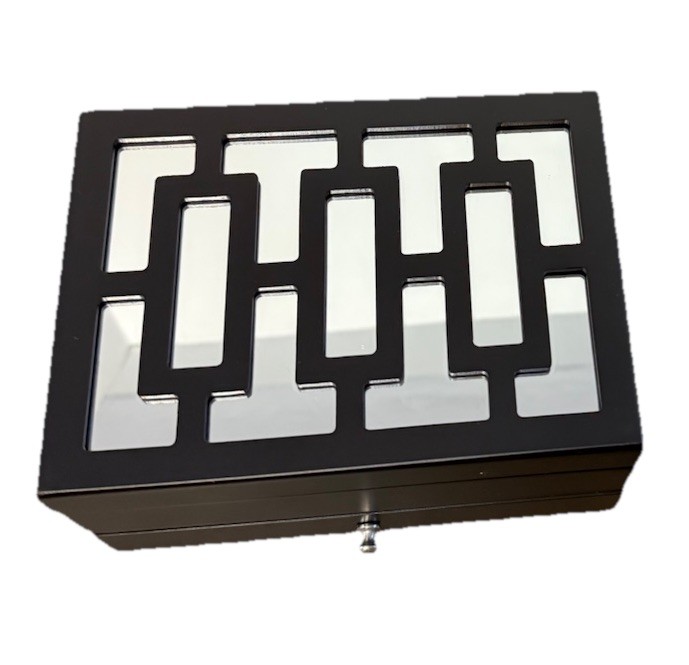 Small Mirror Jewelry Decorative Mini Wooden Table Top Jewelry Cabinet Box