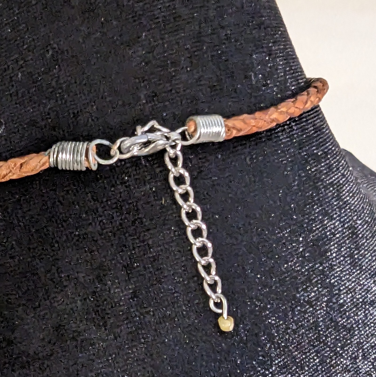 Artisan Braided Leather Cord Bone Beads Large Mother of Pearl Medallion Choker