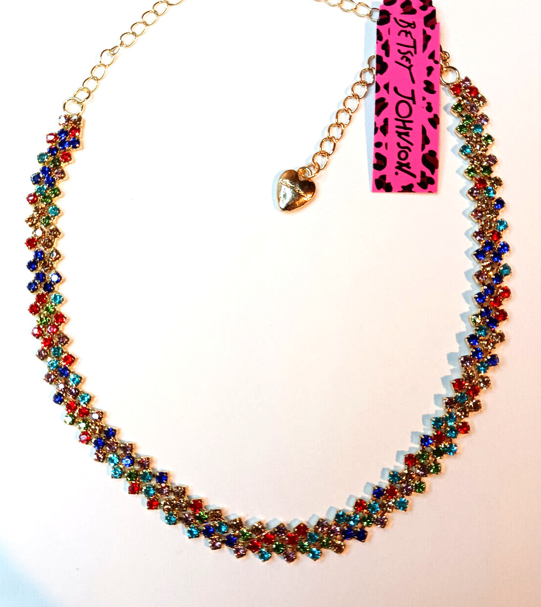 Diva Edgy COLORFUL Rhinestone CHOKER Betsey Johnson HIP HOP Night Club Necklace