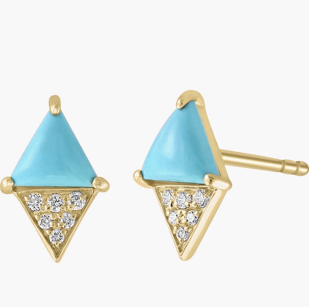 Effy 14K Yellow Gold Diamond And Turquoise Earrings