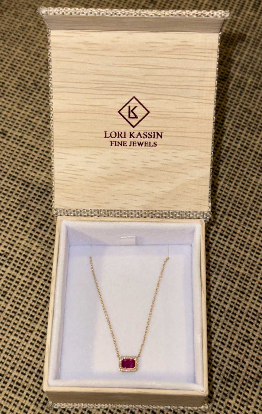Brand New Lori Kassin Fine Jewels Pink Ruby and Diamond Necklace- Still in Box