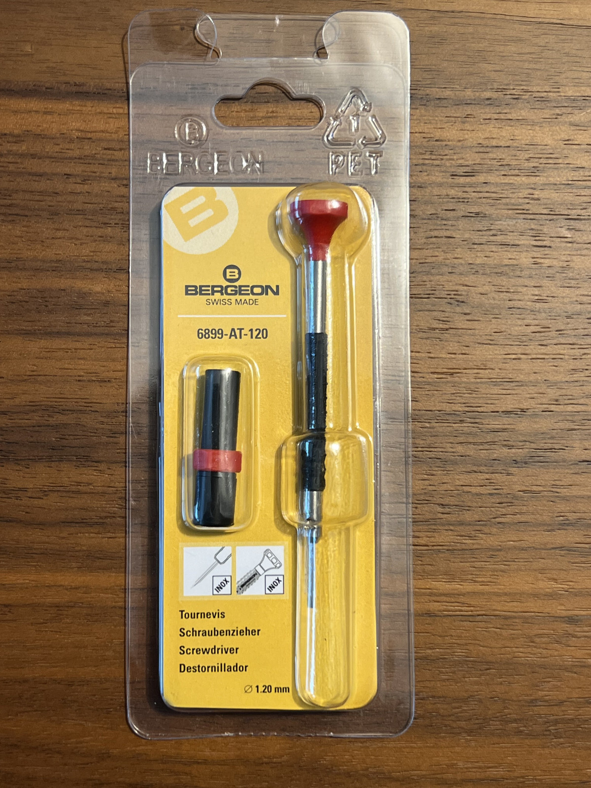 Bergeon 6899-AT-120 Ergonomic Watchmaker Screwdriver, 1.20mm, Red, Spare Blades