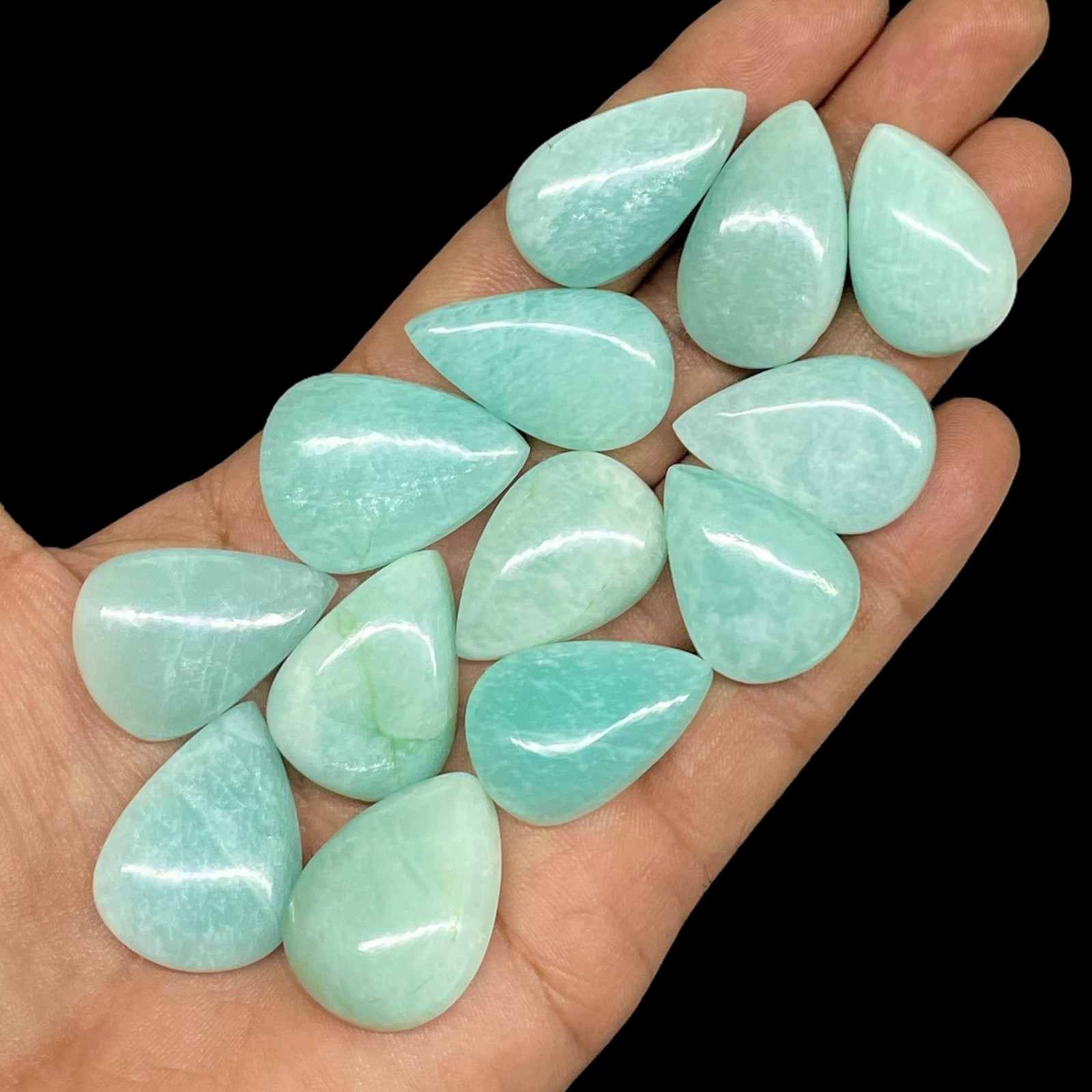 16 Pcs Natural Amazonite 25-29mm Huge Pendant Size Loose Cabochon Gemstones Lot