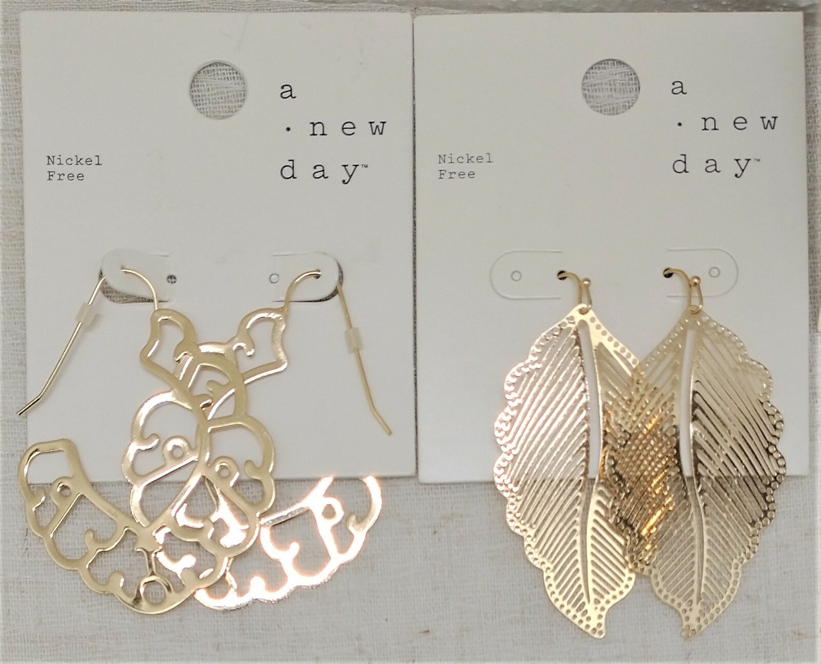 6 Pairs of Earrings gold silver color Pendant Leaf Faux Pearl Hook Nickel Free