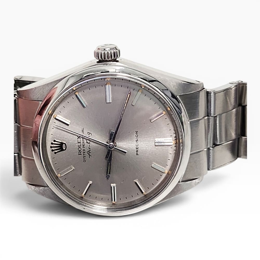Full Set 1971 Rolex Mens Air King Precision 34 mm Steel Automatic Watch 5500
