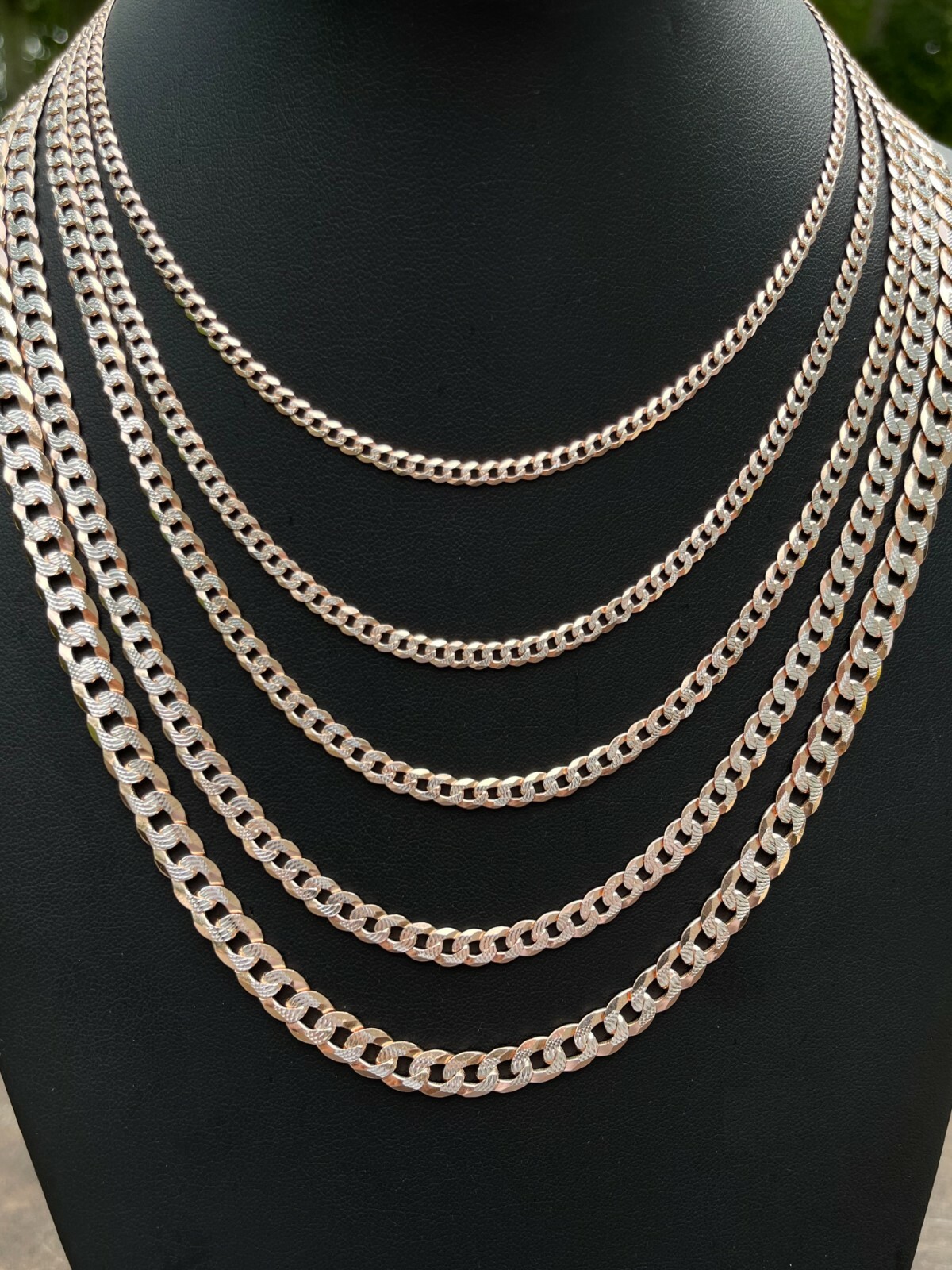Miami Cuban Link Chain 14k Rose Gold Plated Solid 925 Silver Cut 5-8mm Necklace