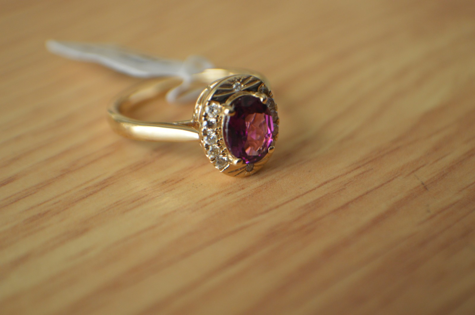 1.60ct Premium Ember Garnet / Diamond Ring 10K Yellow Gold Size 7