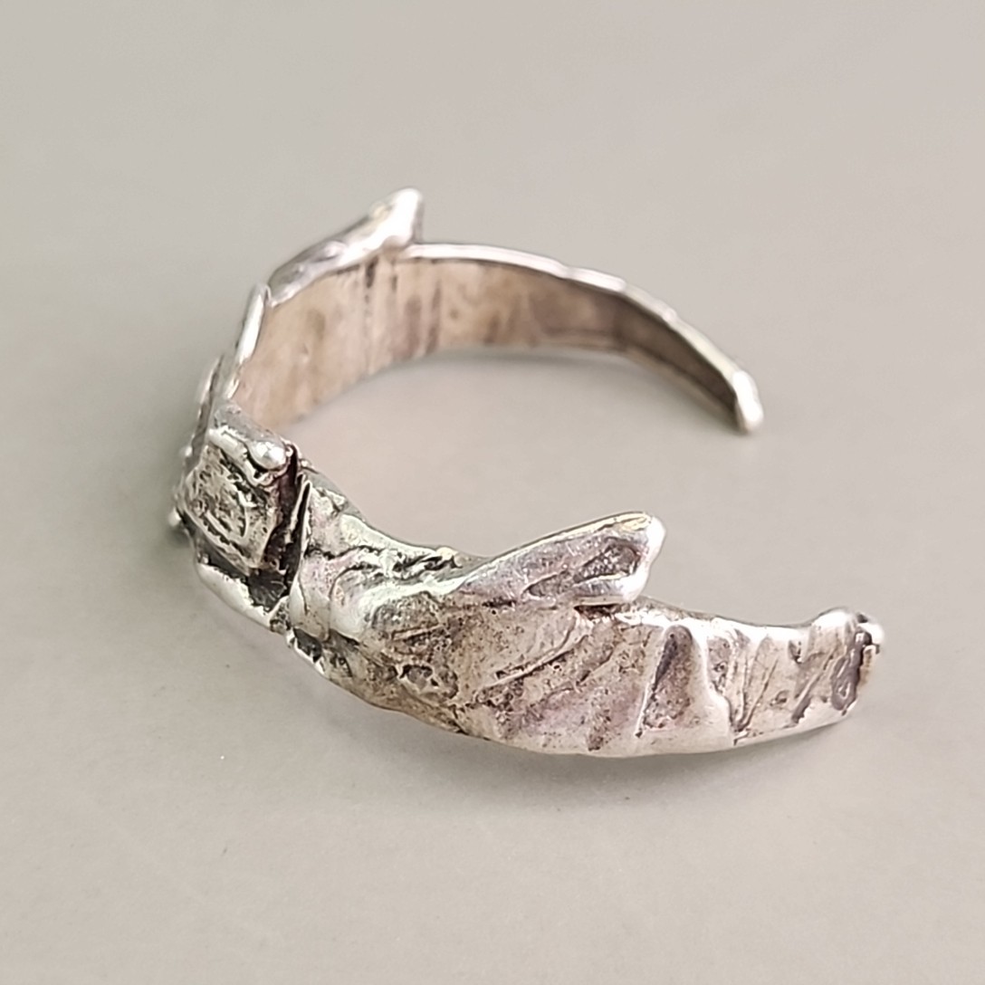 Modernist Cuff Bracelet Sterling Silver Chunky Brutalist 32.73gr 6.25″