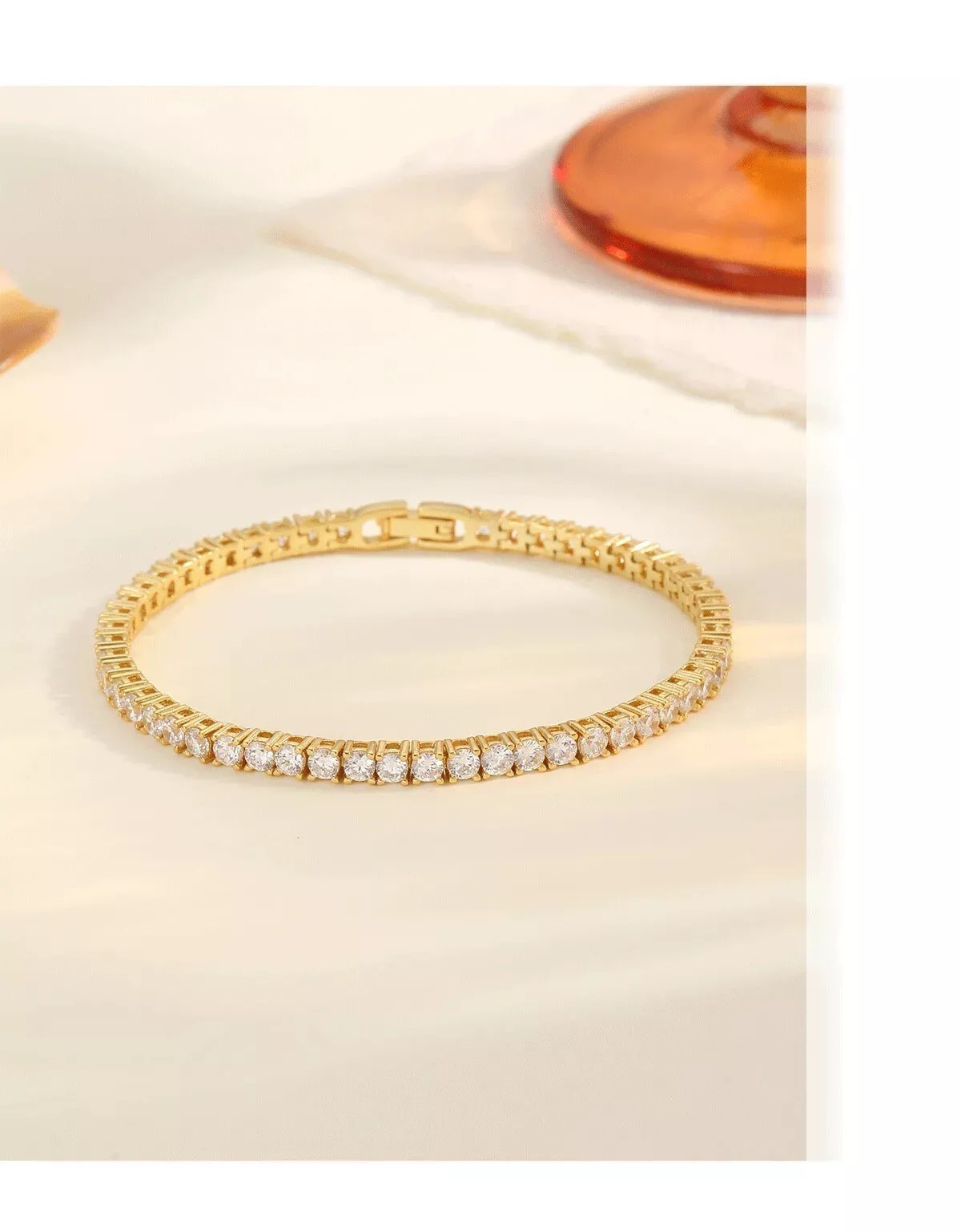In 14k Yellow Gold Round Natural Diamond Women’s Proposal Gift Tennis Bracelet