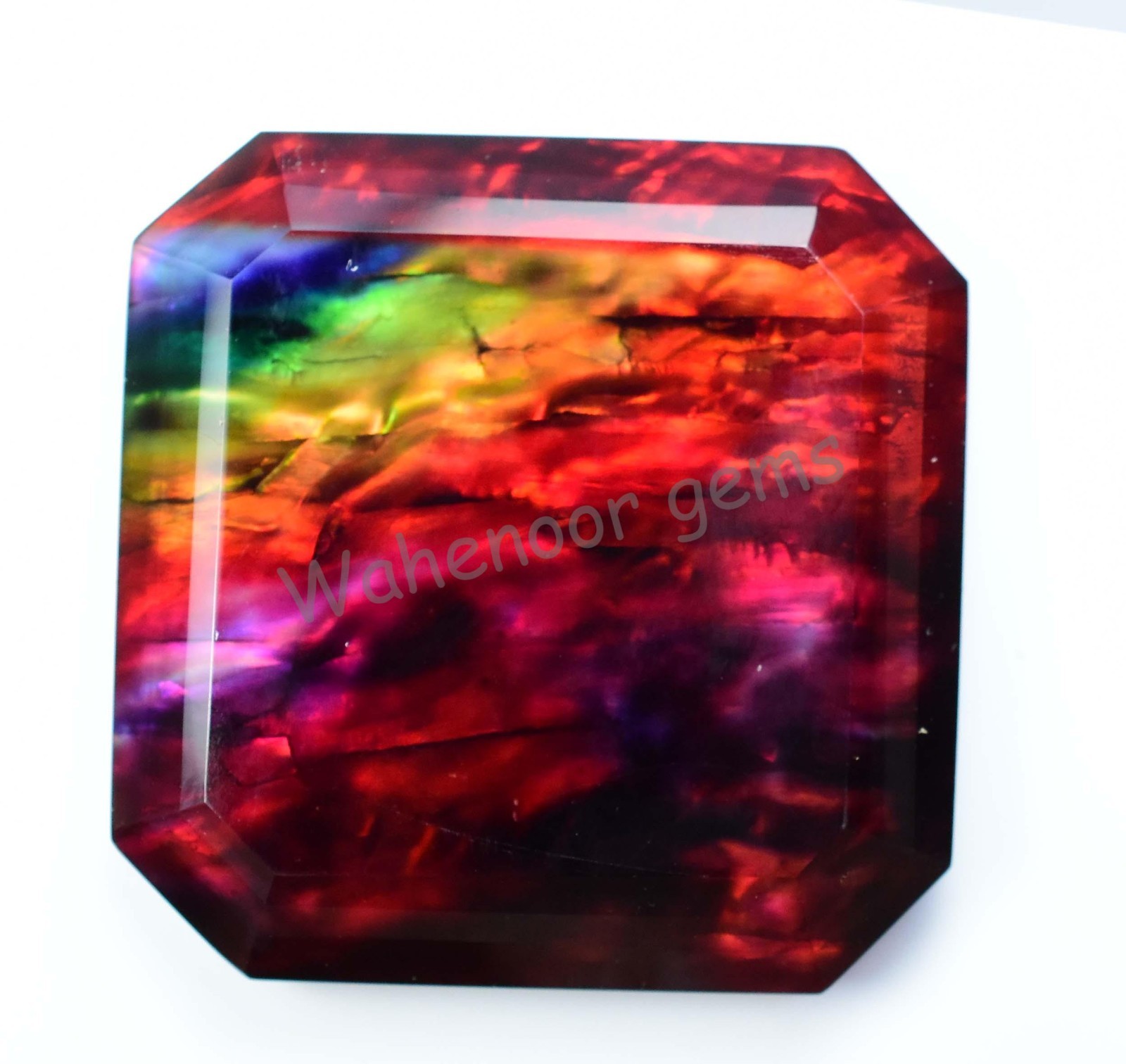 Huge 100 Ct Natural Ammolite Emerald Opal-Like Organic Doublet Rare Gemstone