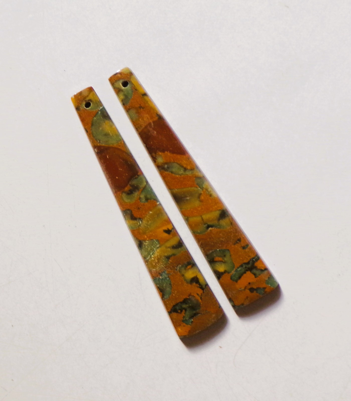 34.15 Cts Natural Fruit Jasper Drilled Cabochon Match Pair Gemstone 51X10MM 44