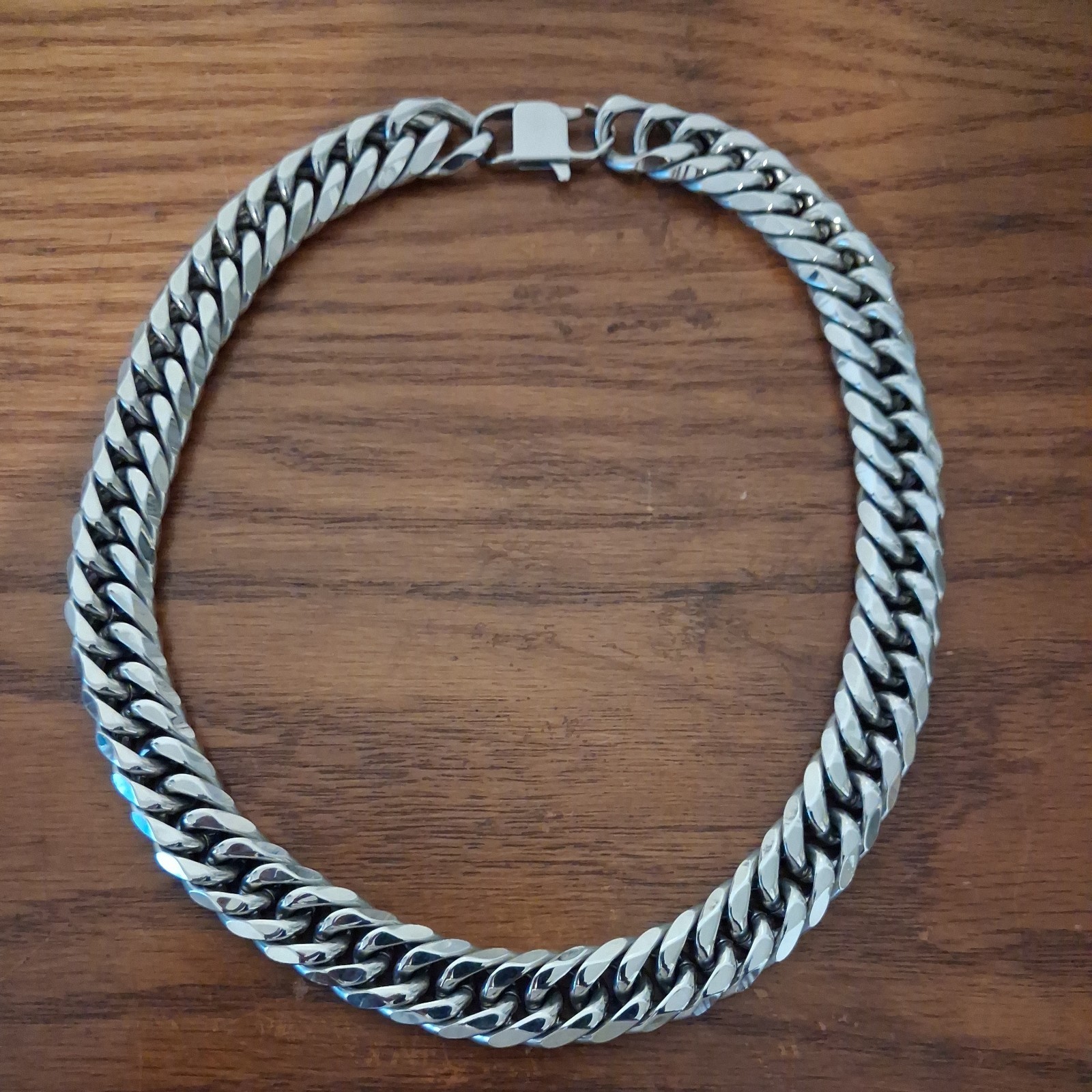 HEAVY 20mm Silver Cut Curb Cuban Link Chain 316L Stainless Steel Men’s Necklace