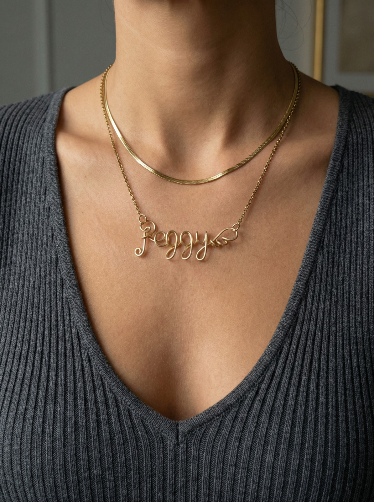 Adjustable Personalized Name Necklace,Handmade Gold Silver Wire Jewelry