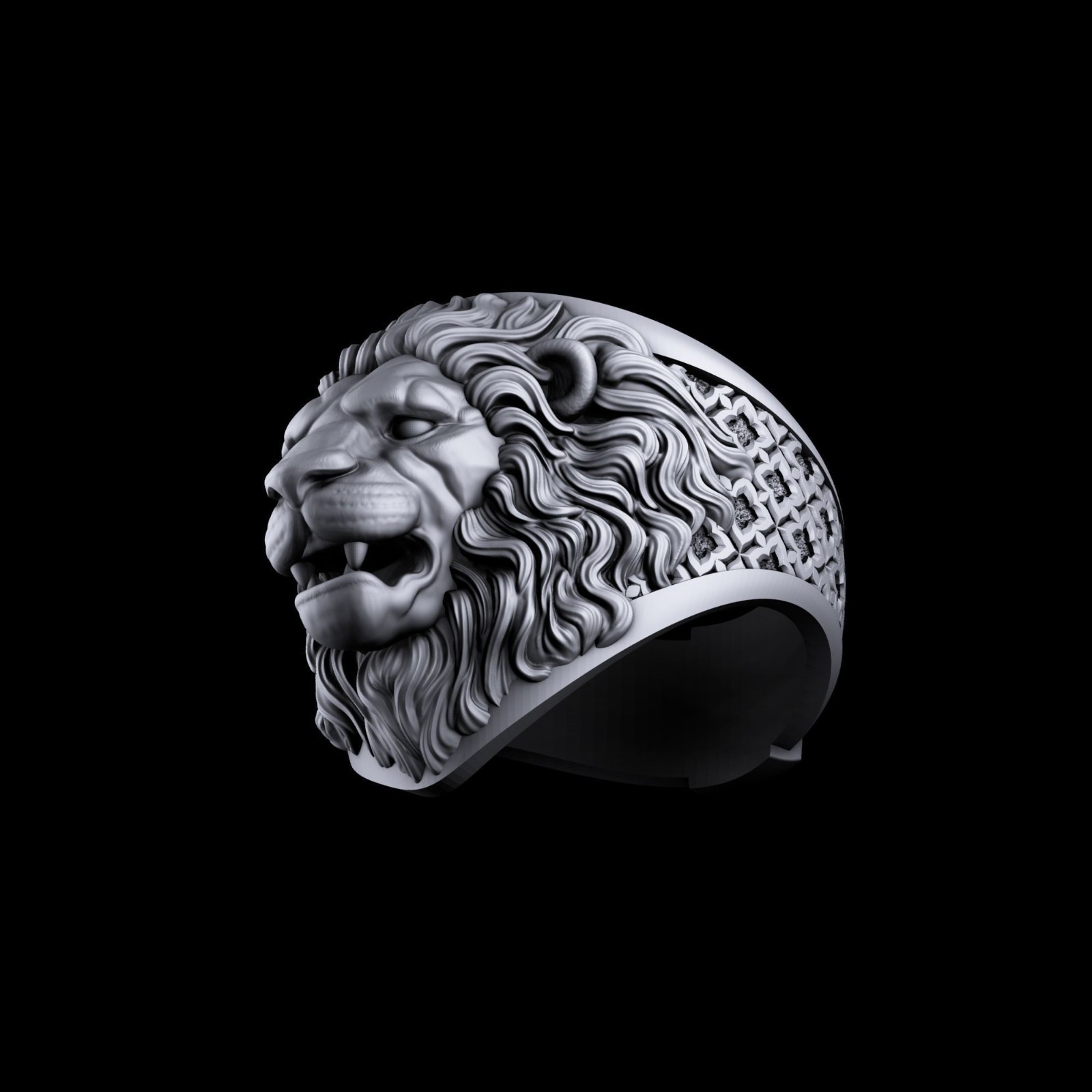 Oxidized Men’s King Of Jungle Ancient Lion 925 Sterling Silver Statement Rings