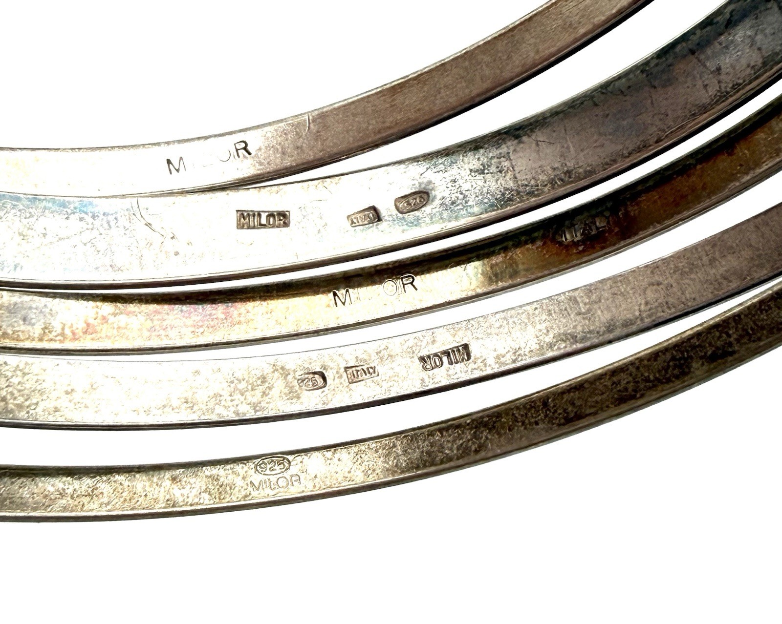 MILOR ITALY Sterling Silver 925 Bangle Bracelet Stack Lot Of 5 Etched – 43g **