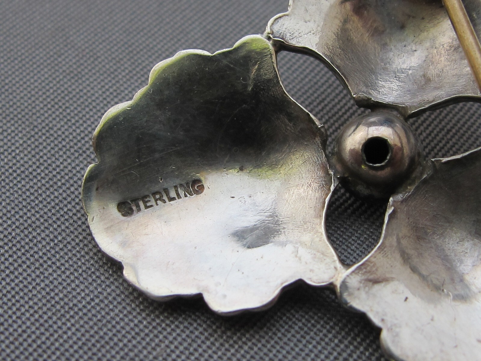 Good HANDMADE Sterling Studio Craft THREE SHELL PIN