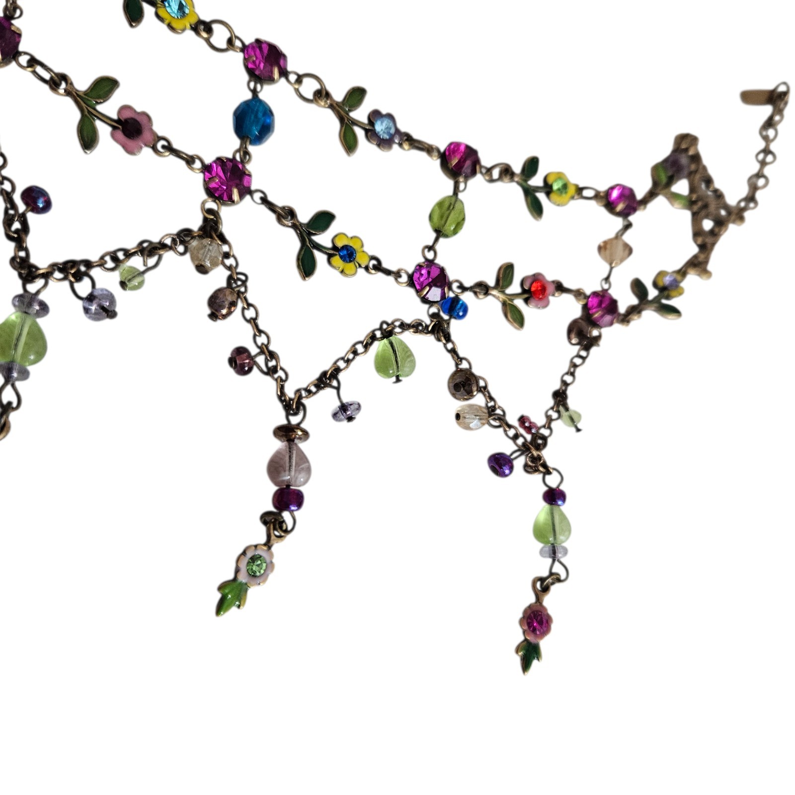 Vintage NEW Donna Karan DKNY Choker Necklace Floral Crystal Charm Necklace