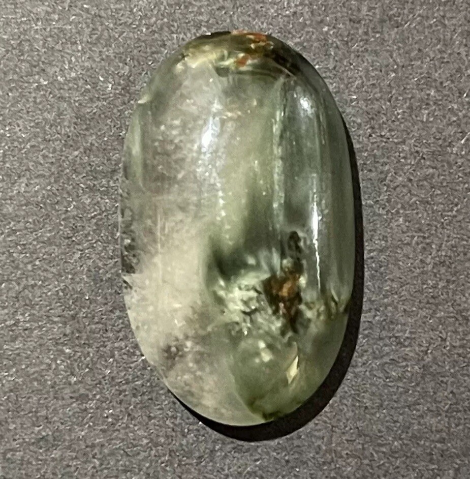 25.6×15.4x6mm Green Angel Hair Quartz Oval Cabochon Loose Gem Stone