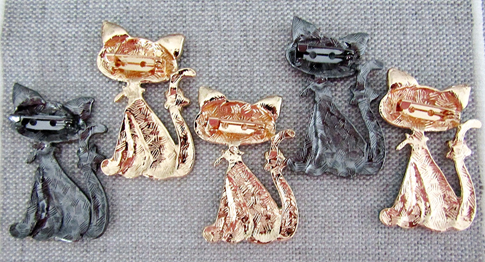 Cat Pin Brooch, Enamel over Metal Mixed Assortment **YOU CHOOSE COLOR**