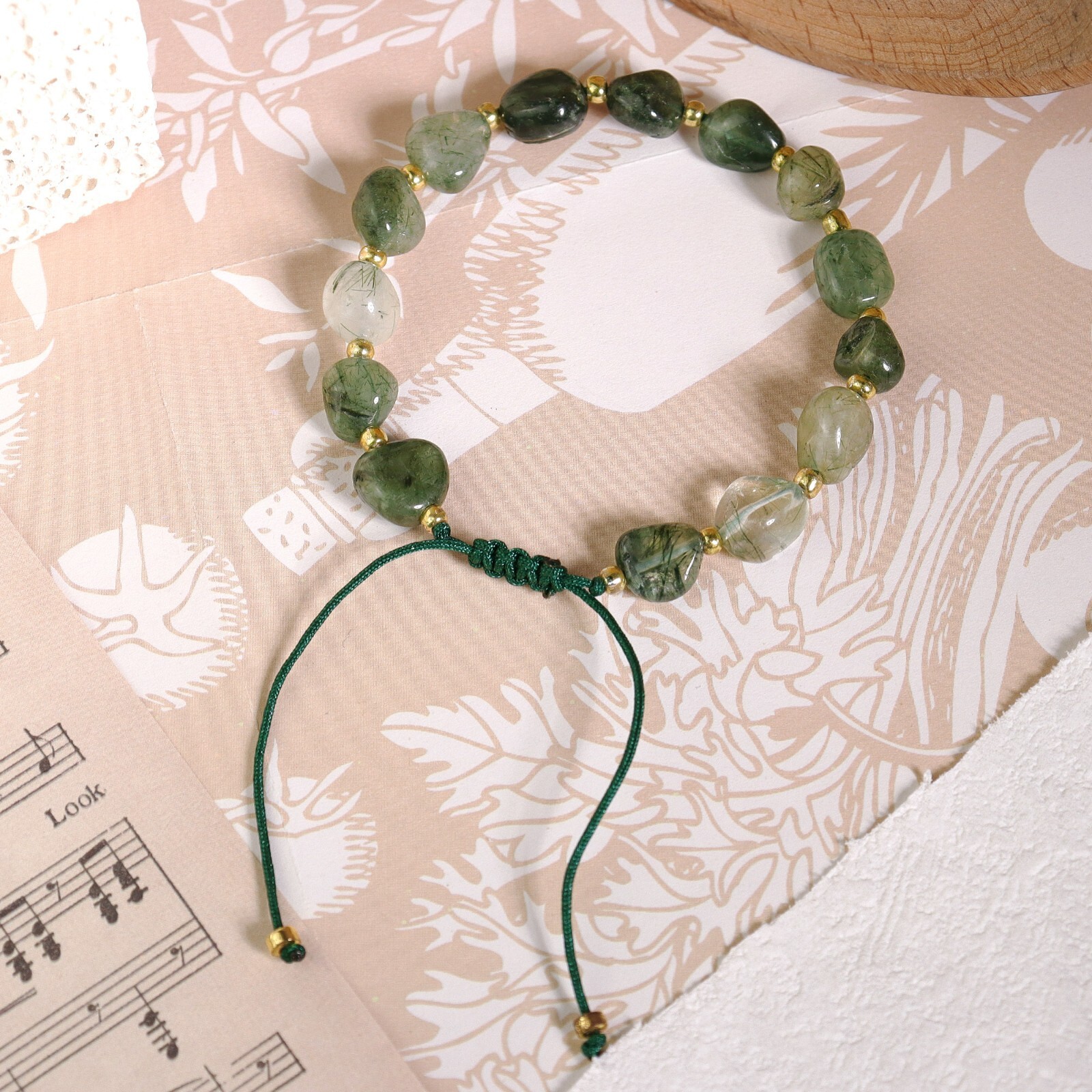 Natural Green Moss Agate Crystal Beads Hand Woven Healing Women Bracelet Gifts