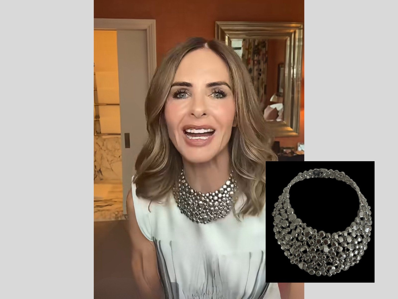 Trinny Collar Necklace – Hinged Bib Choker – Platinum – Same/Next Day Dispatch