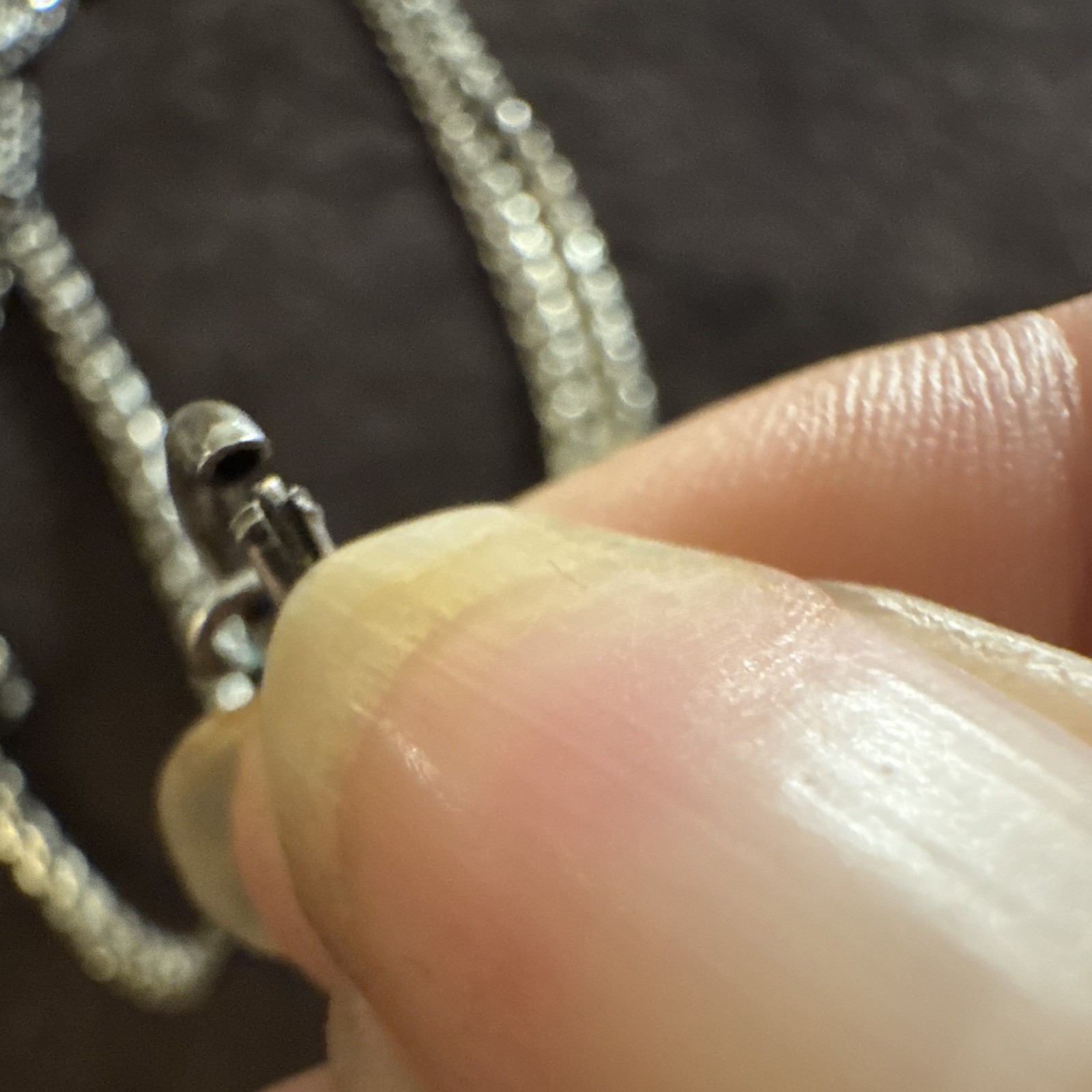 Antique Victorian Silver Double Rolo Belcher Chain Necklace 27.5 Bolt Ring