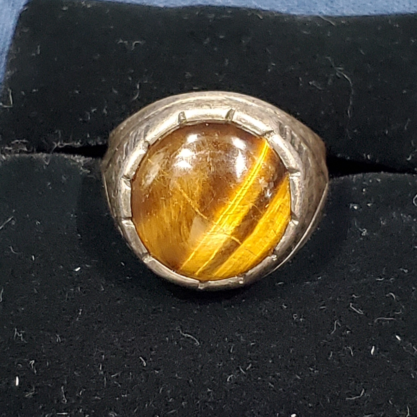 Taxco Mexico Tigers Eye Sterling Silver Stone Signed PRB #3 Thunderbird