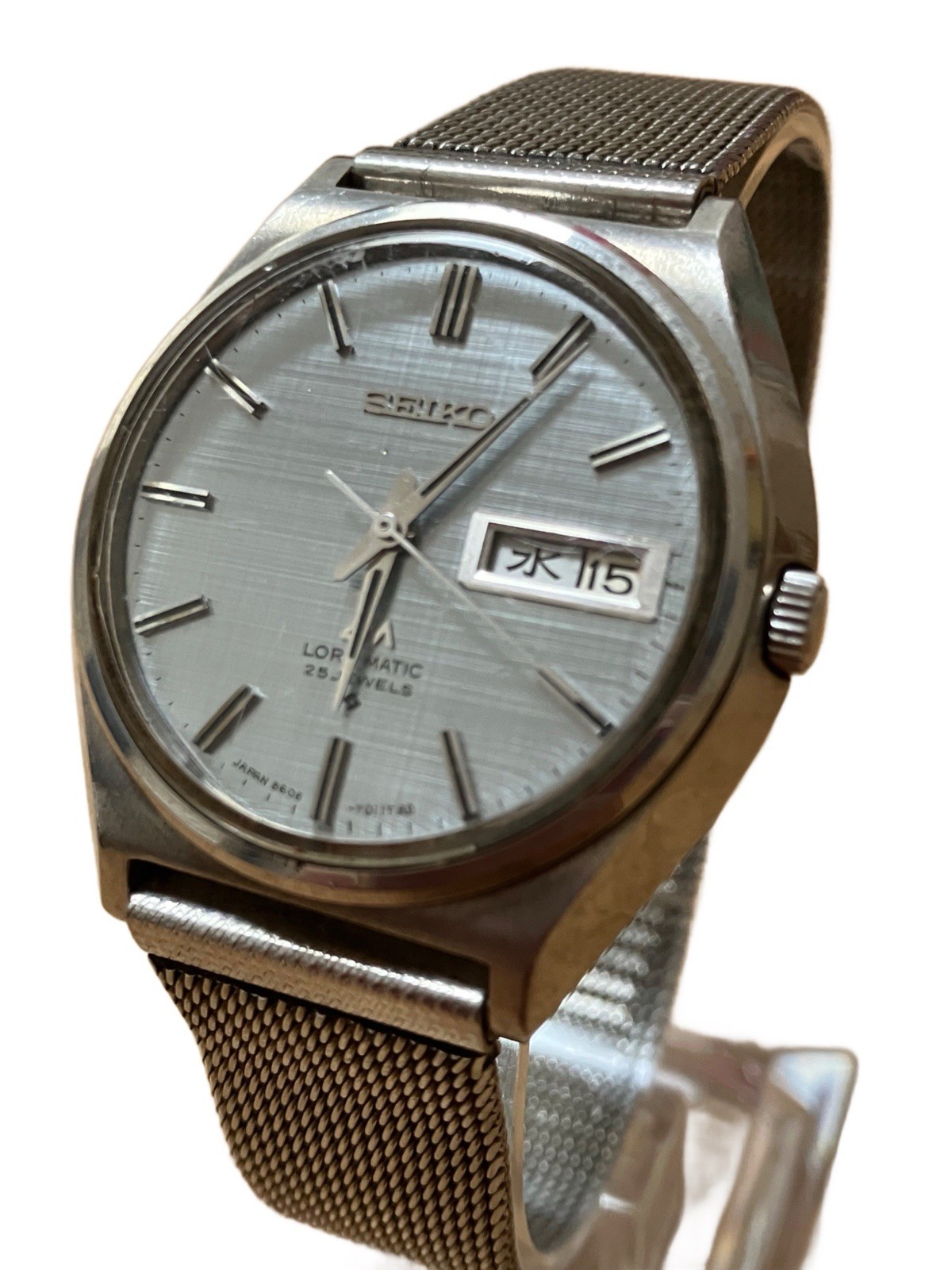 Vintage Seiko Lord Matic LM 5606-7010 Linen Dial 25J Day/Date Works! Long 21cm