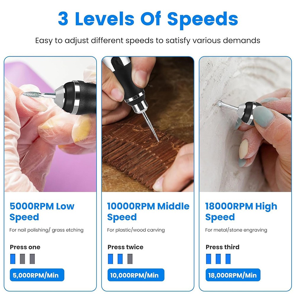 USB Rechargable Engraving Pen with 34 Bits Mini Electric DIY Engraver Cordless