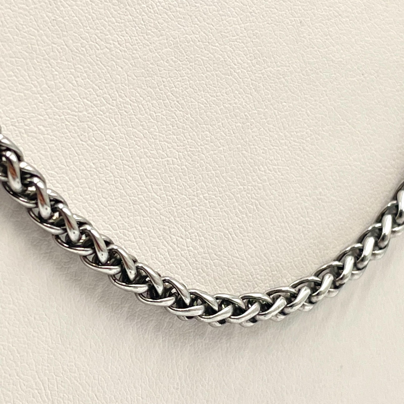 VTG Silver Tone Wheat Braided Chain Necklace Heavy Hip Hop Punk Unisex Classic