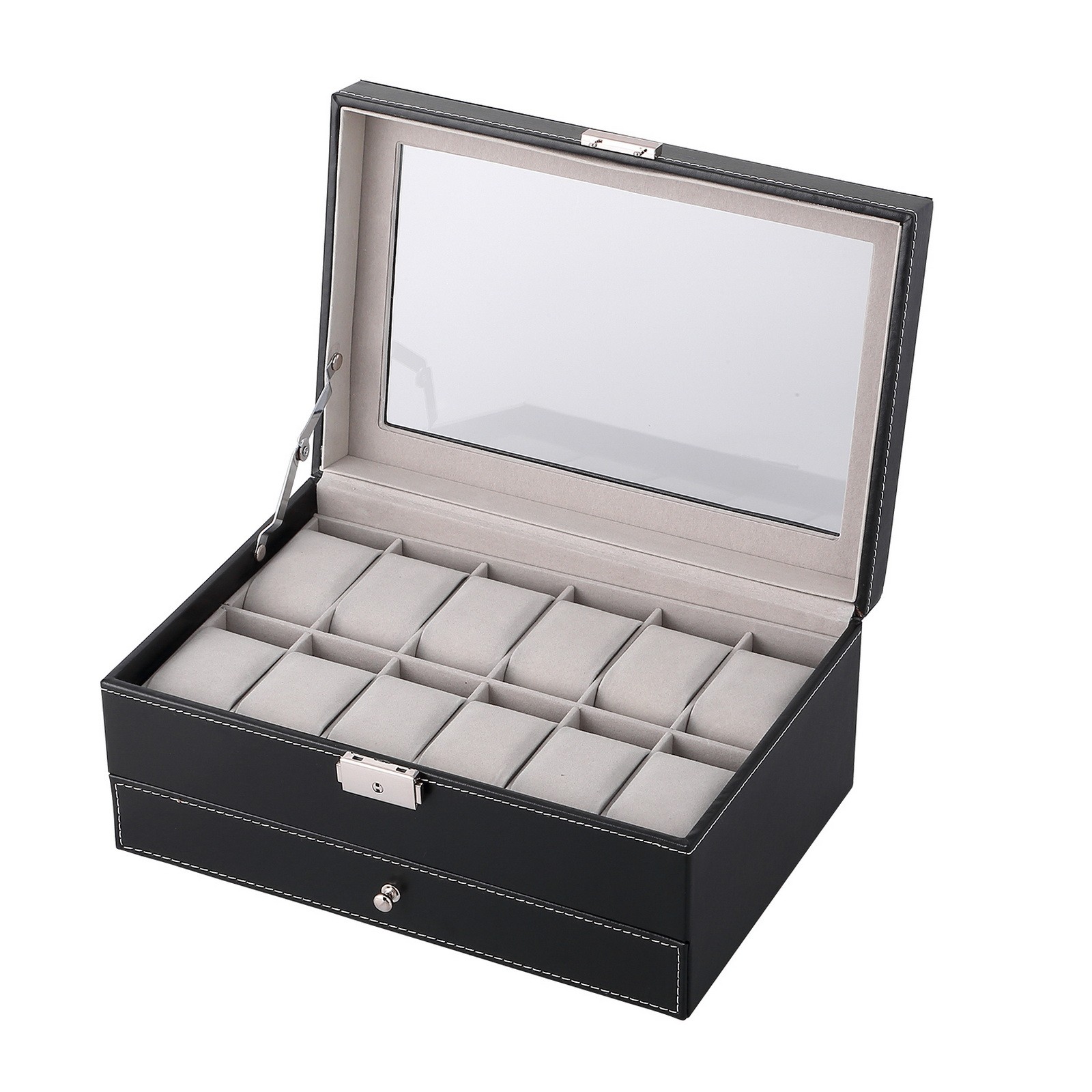 3/6/8/10/12/20/24 Slot PU Leather Watch Box Organizer Jewelry Display Storage