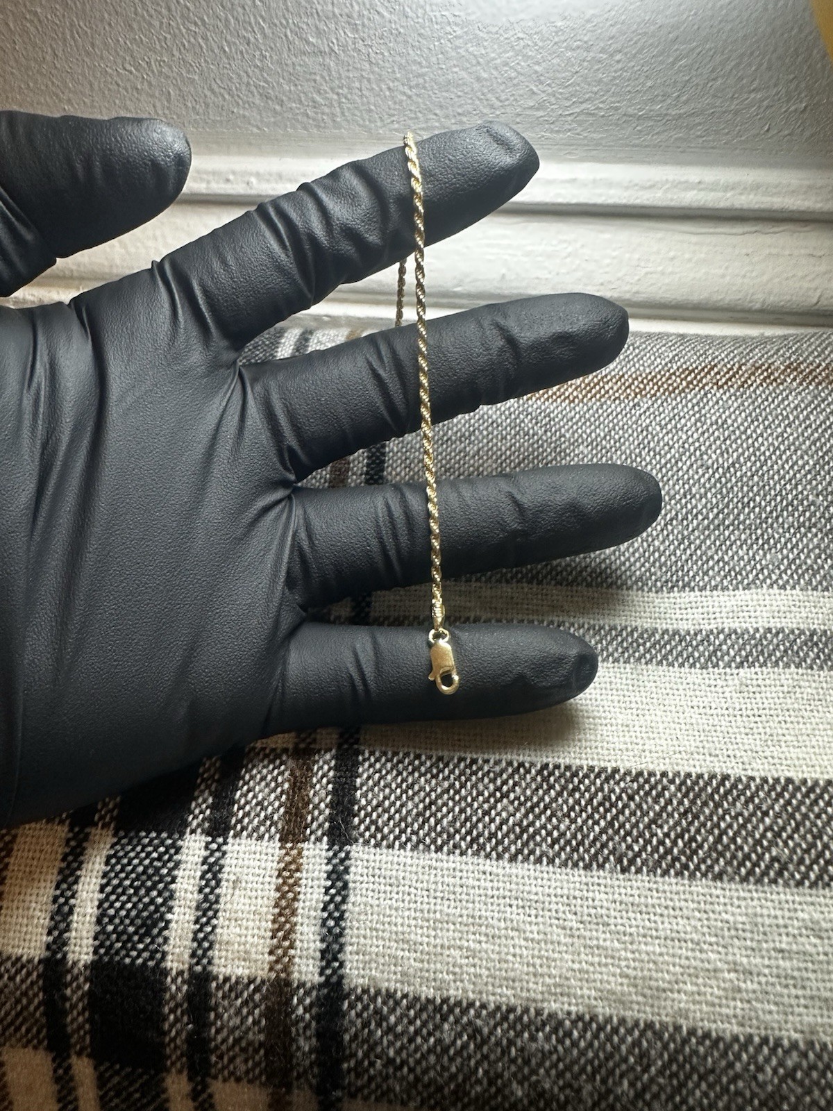 Gold Tone Rope Chain Bracelet 7 in Lobster Clasp Closure, No Main Stone