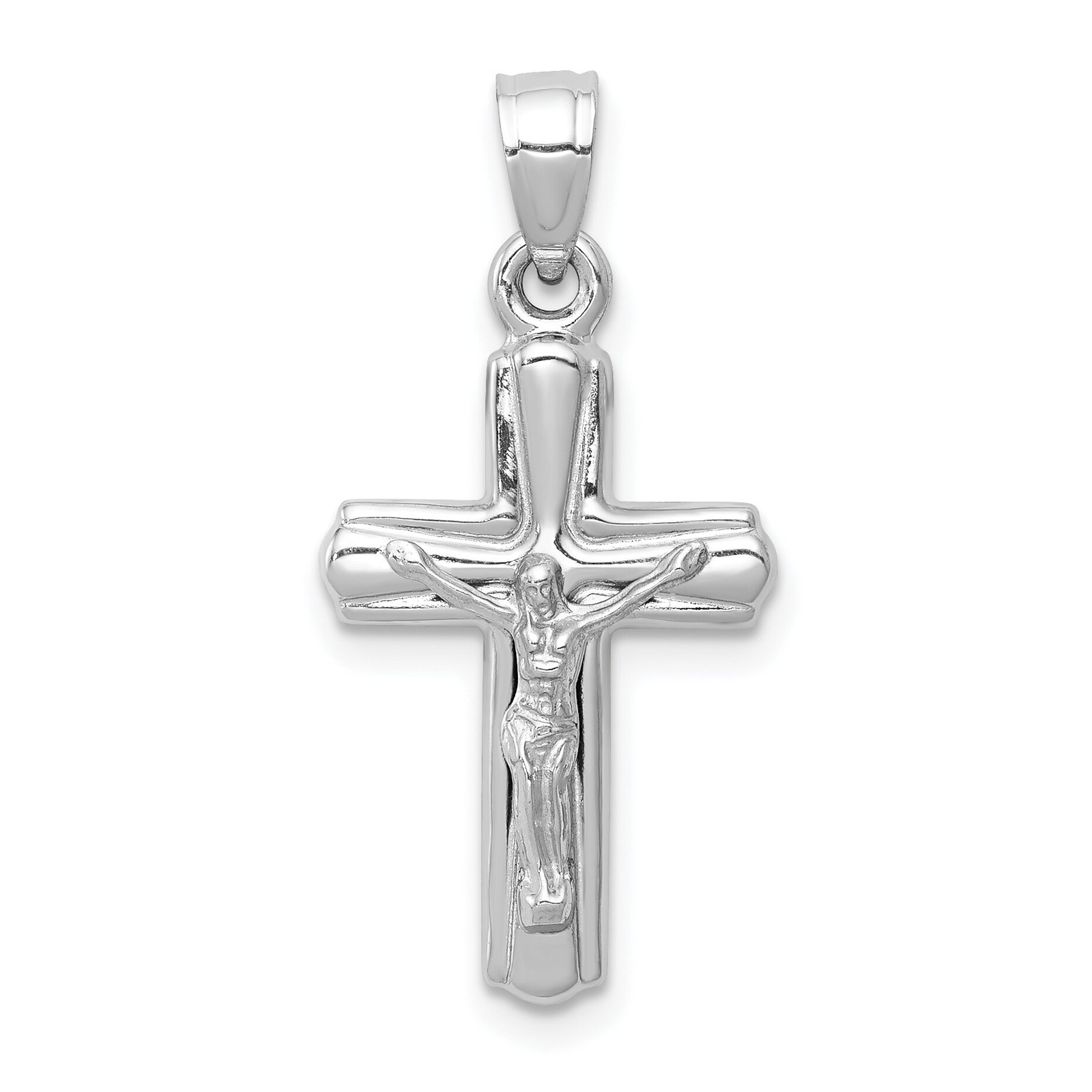 14K White Gold Crucifix Pendant Charm Religious Jewerly 28mm x 13mm