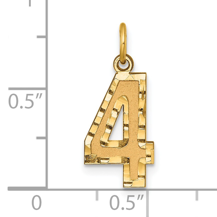 14k Medium Diamond-cut Number 4 Charm MN04
