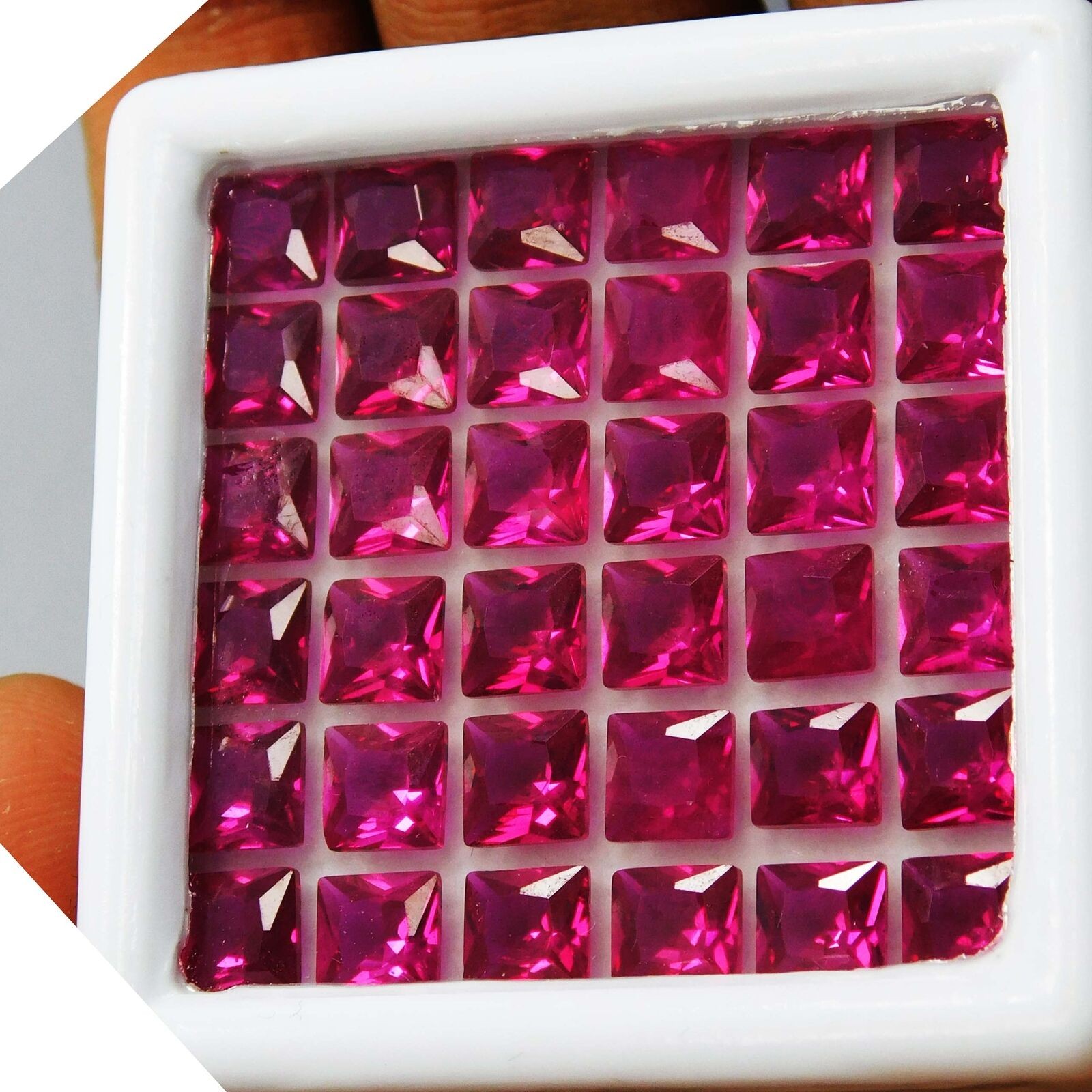 50 PCS Natural Red RUBY Loose Gemstone Lot CERTIFIED Ring Size Square Shape