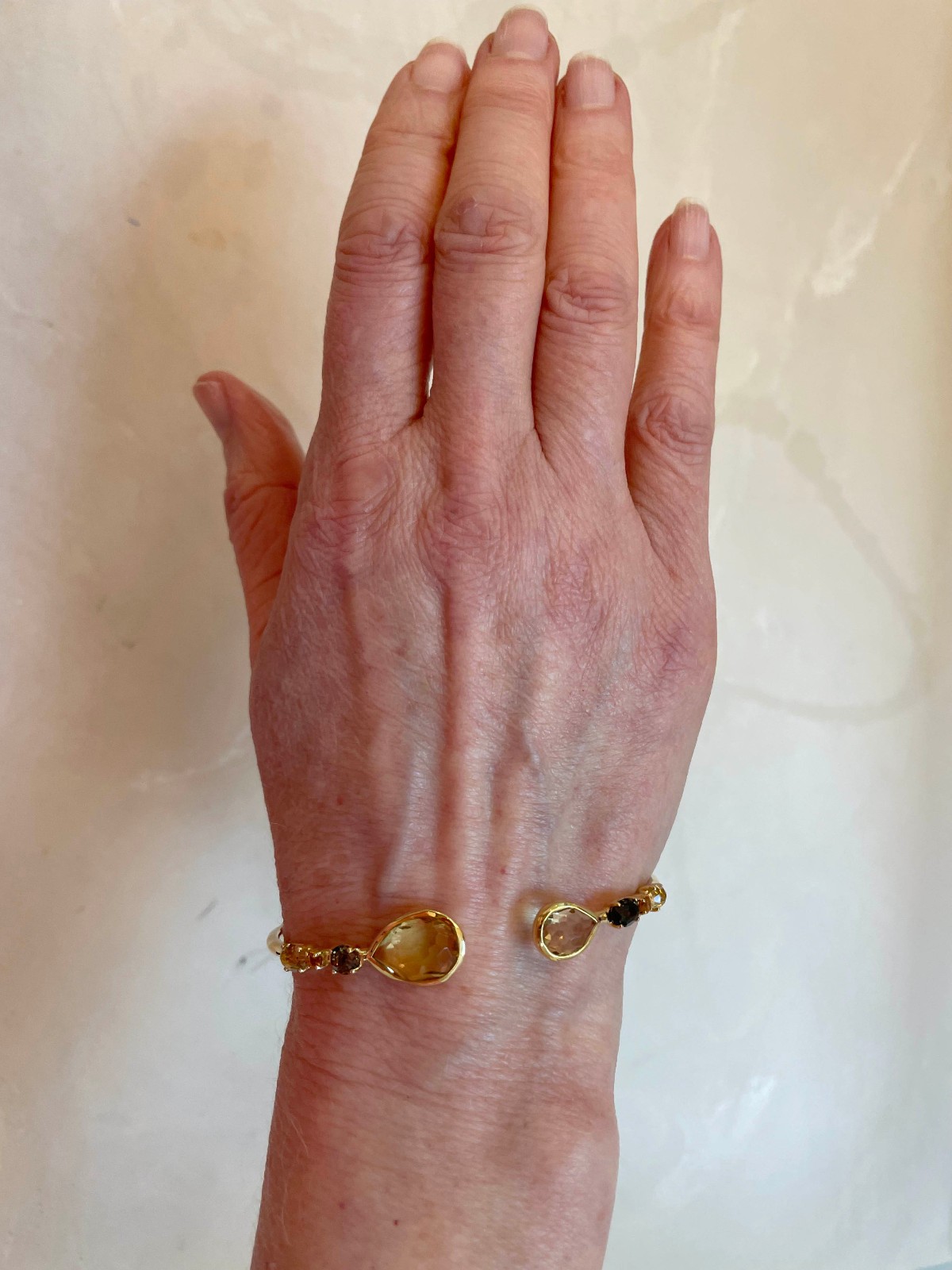 NWT Ippolita Rock Candy Citrine Smoky Quartz 18K Yellow Gold Cuff Bracelet Small