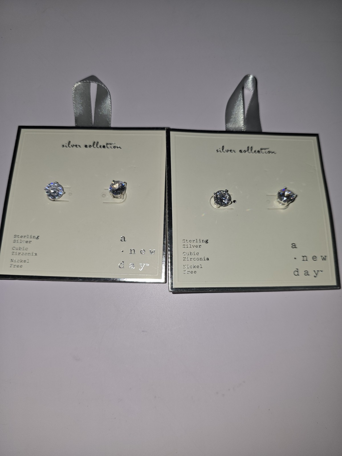 2 Packs A New Day Silver Collection Earrings Sterling Cubic Zirconia