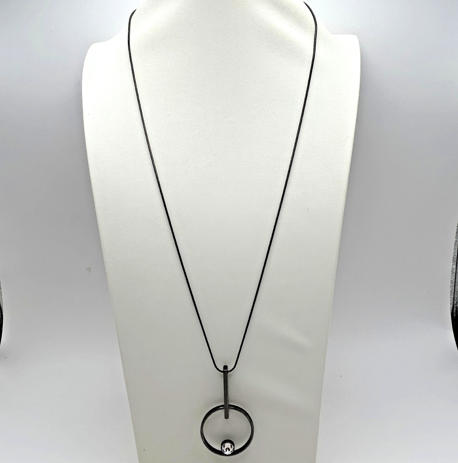 White House Black Market Opera Length Openwork Crystal Pendant Necklace 37in