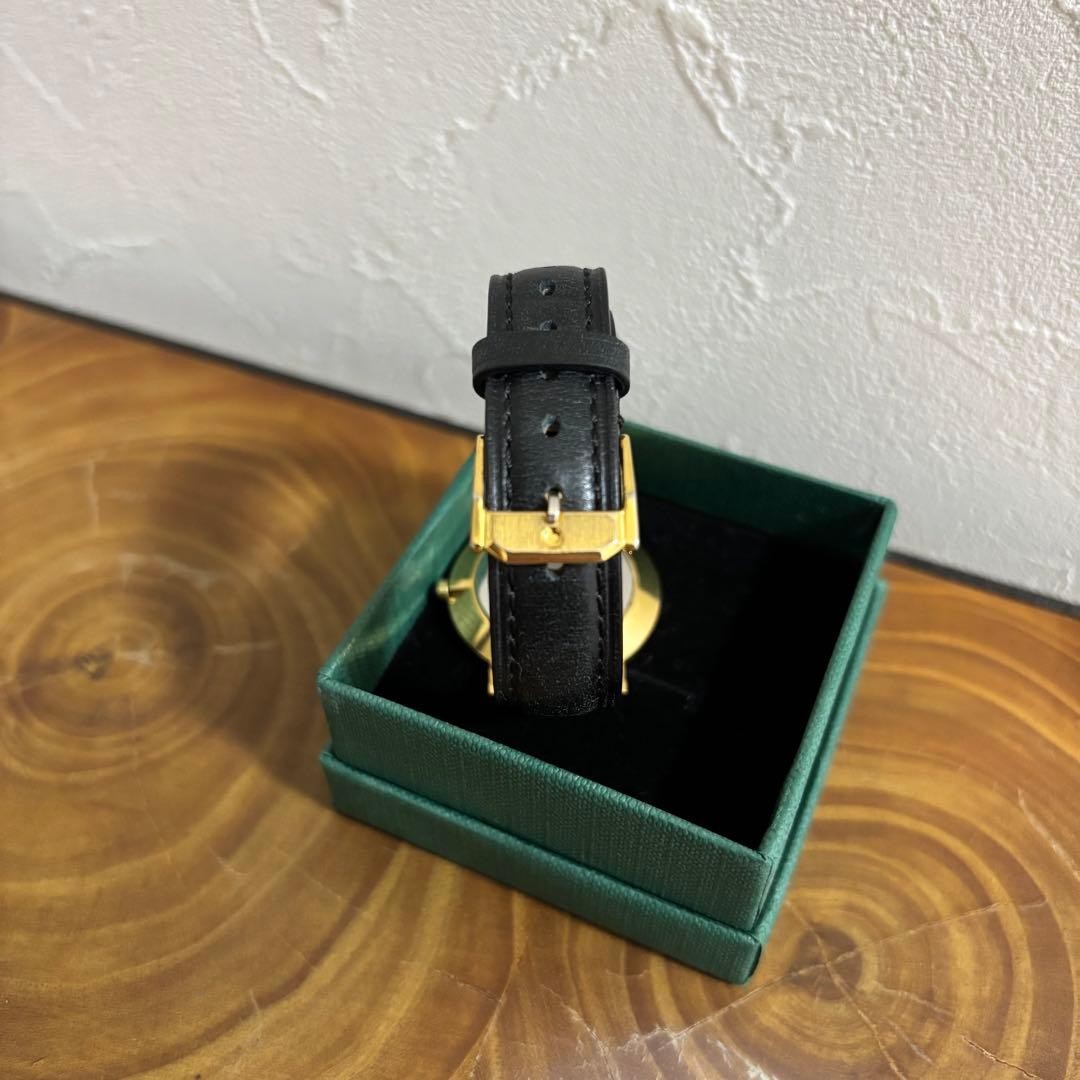 Movado Museum Ultra Slim Black & Gold Minimalist Watch Used