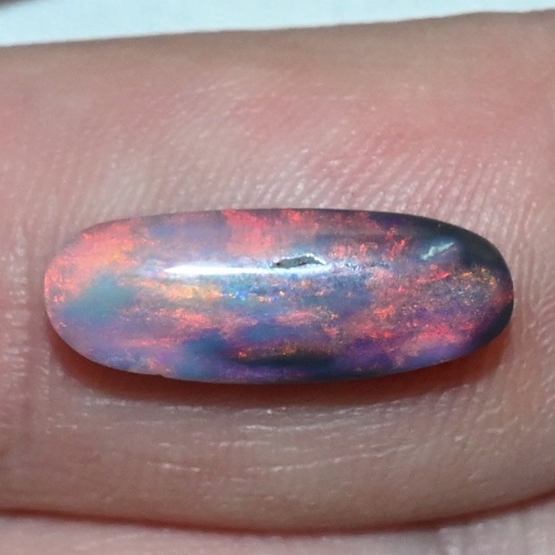 Lightning Ridge Red On Black Solid 2.34ct 19mm x 7mm x 3mm