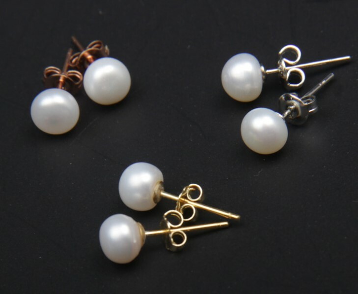 925 Sterling Silver Genuine Freshwater 3-12mm Pearl Stud Earrings Gift Box Love